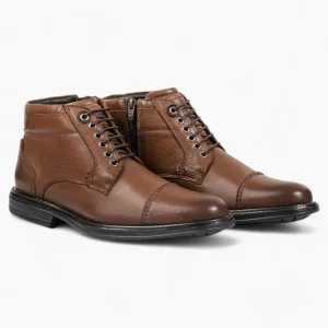 Anatomic & Co Abade Men's Brown Leather Lace-Up Boots - Toe Cap, Medium Fit
