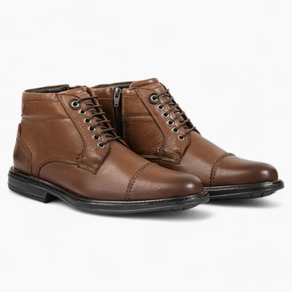 Anatomic & Co Abade Men's Brown Leather Lace-Up Boots - Toe Cap, Medium Fit