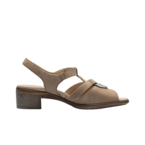 Ara Beige Sandals with Silver Details and Adjustable Velcro Strap