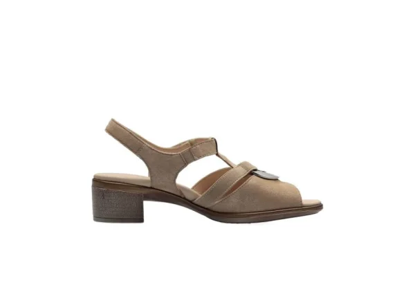 Ara Beige Sandals with Silver Details and Adjustable Velcro Strap