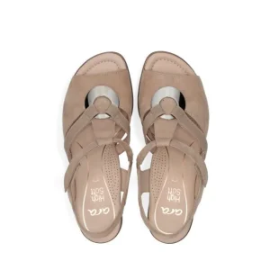 Ara Beige Sandals with Silver Details and Adjustable Velcro Strap