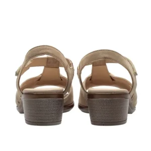 Ara Beige Sandals with Silver Details and Adjustable Velcro Strap