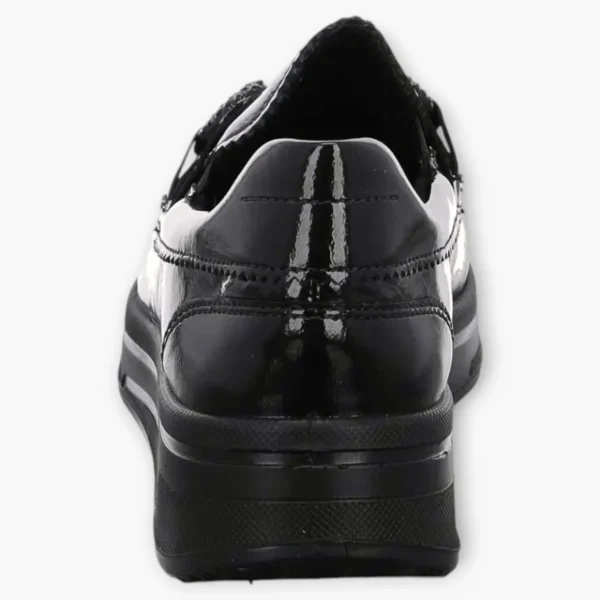 Ara Black Patent Loafers with Chain Detail & Wedge Sole - Wide Fit & Comfortable