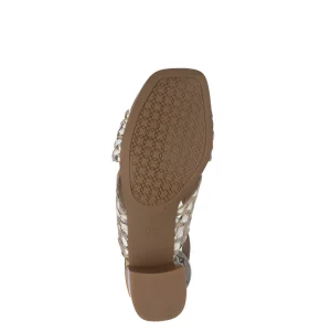 Ara Gold Summer Sandal with Block Heel and Crossover Straps