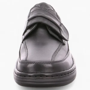 Ara Men's Extra Wide Black Leather Velcro Shoes – Smooth Leather & Removable Footbed