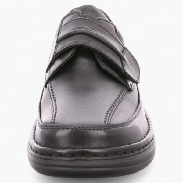 Ara Men's Extra Wide Black Leather Velcro Shoes – Smooth Leather & Removable Footbed