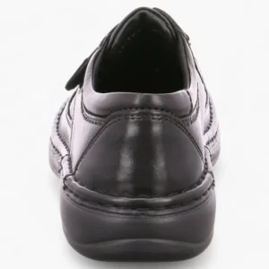 Ara Men's Extra Wide Black Leather Velcro Shoes – Smooth Leather & Removable Footbed