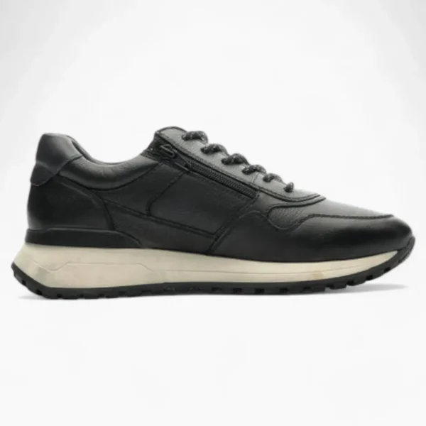 Ara Meo Men's Black Lace-Up Trainers – Wide Fit with Zip Fastener