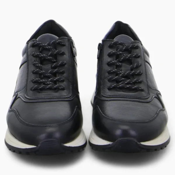 Ara Meo Men's Black Lace-Up Trainers – Wide Fit with Zip Fastener