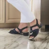 Ara Navy Sandals with Block Heel and Silver Detail