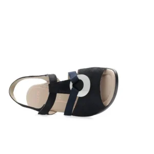 Ara Navy Sandals with Block Heel and Silver Detail