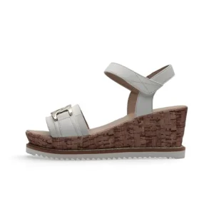 Ara White Wedge Sandals with Gold Details for Women