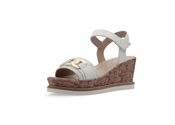 Ara White Wedge Sandals with Gold Details for Women