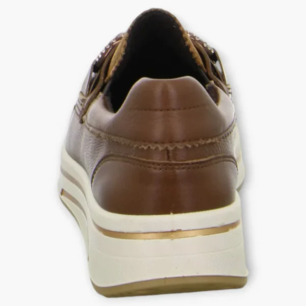 Ara Wide Fit Brown Loafer with Wedge Sole and Diamante Chain Detail