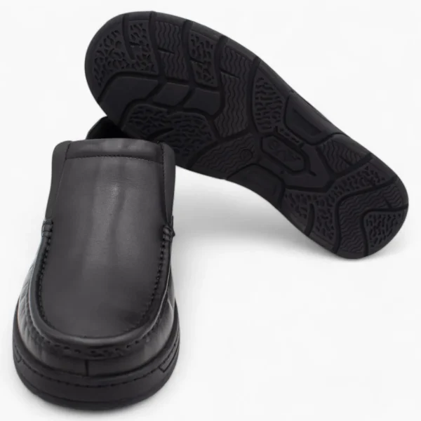 AV8 Mens Kalvin Black Slip-On Leather Shoes