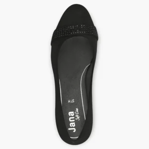 Black Vegan Suede Court Shoes with Block Heel & Strap Detail