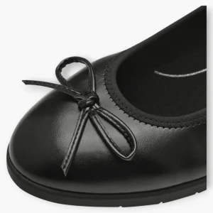 Black Vegan Wide Fit Ballerina Shoes with Low Wedge Sole