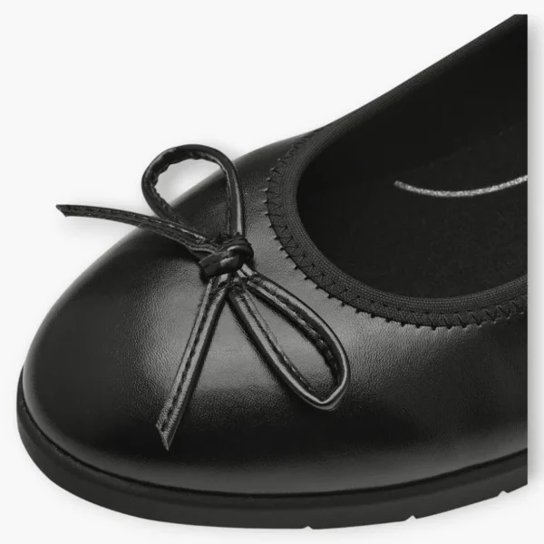 Black Vegan Wide Fit Ballerina Shoes with Low Wedge Sole