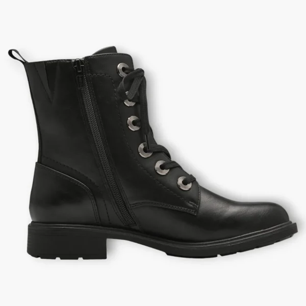 Black Women's Lace-Up Boots with Block Heel