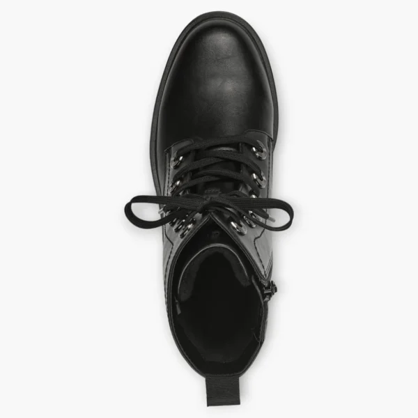 Black Women's Lace-Up Boots with Block Heel