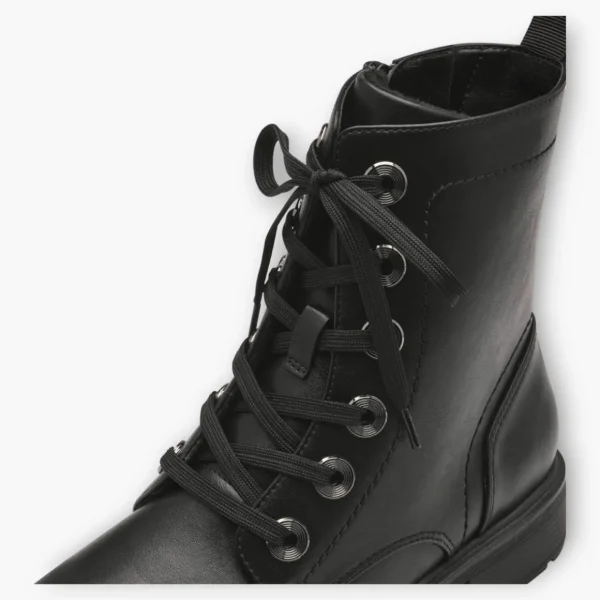 Black Women's Lace-Up Boots with Block Heel