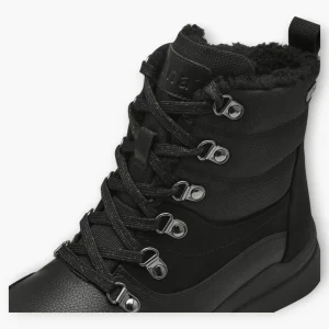 Black Women's Snow Boots with Fur Lining – Vegan, Chunky Sole