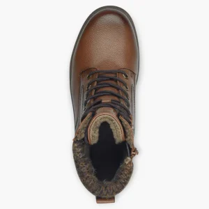 Brown Vegan Water-Resistant Ankle Boots with Laces & Zip