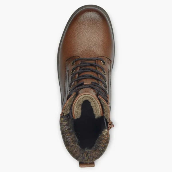 Brown Vegan Water-Resistant Ankle Boots with Laces & Zip