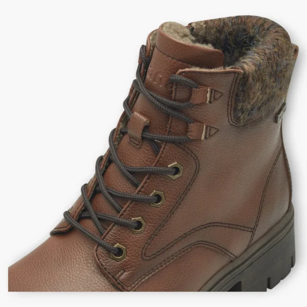 Brown Vegan Water-Resistant Ankle Boots with Laces & Zip