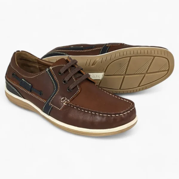 Brown Wide-Fit Lace-Up Shoes with Navy Detail - Dubarry Sheen