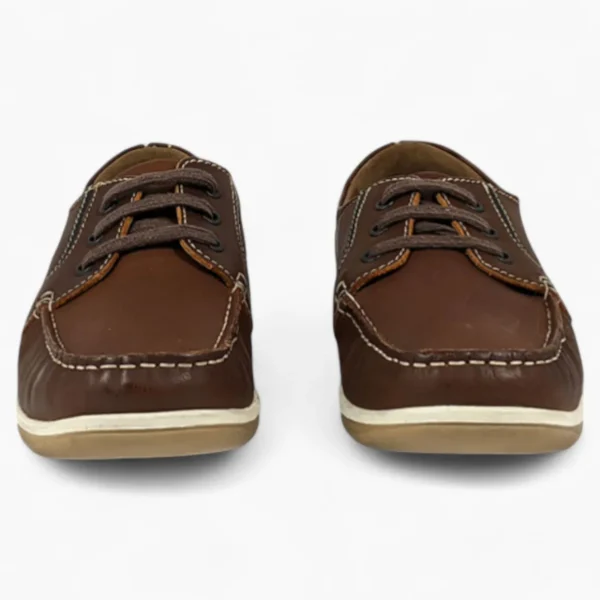 Brown Wide-Fit Lace-Up Shoes with Navy Detail - Dubarry Sheen