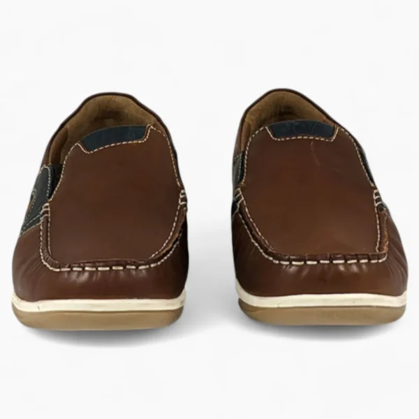 Brown Wide-Fit Slip-On Shoes with Navy Detail - Dubarry Shaun