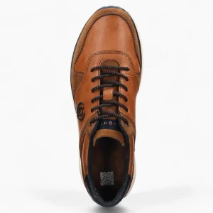 Bugatti Ivo Men's Cognac Leather Sneakers – Wide Fit, Memory Foam Insole