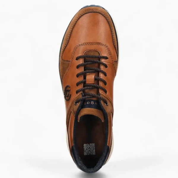 Bugatti Ivo Men's Cognac Leather Sneakers – Wide Fit, Memory Foam Insole