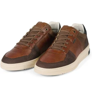 BullBoxer Cognac Leather Sneakers with Off-White Sole