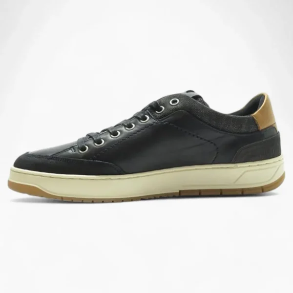 BullBoxer Men's Black Leather Casual Lace-Up Shoes
