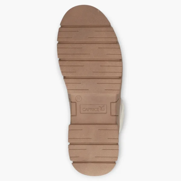 Caprice Beige Boots with Gum Sole, Laces & Side Zip - Wedge Sole, Wide Fit, Comfort Focused