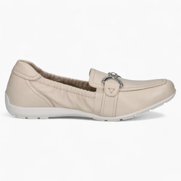 Caprice Beige Pump Ballerina – Stretch Fit with Silver Detail