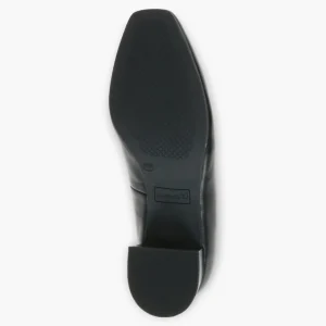 Caprice Black Leather Court Shoes - Block Heel, Wide Fit & Comfortable