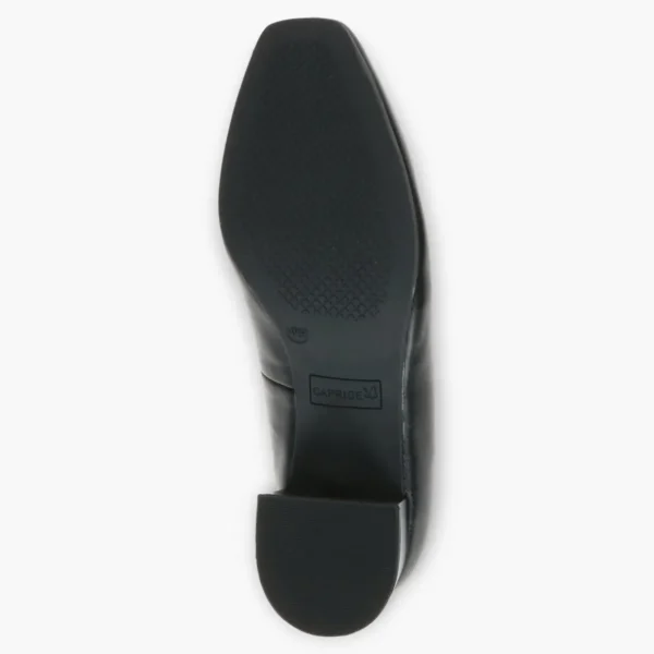 Caprice Black Leather Court Shoes - Block Heel, Wide Fit & Comfortable