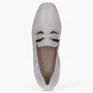 Caprice Deer Skin Slip-On – Pearl Ivory with Silver Detail