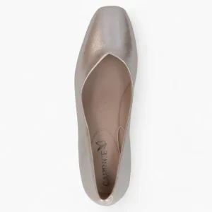 Caprice Metallic Block Heel – Square Toe & Fish Cut Detail