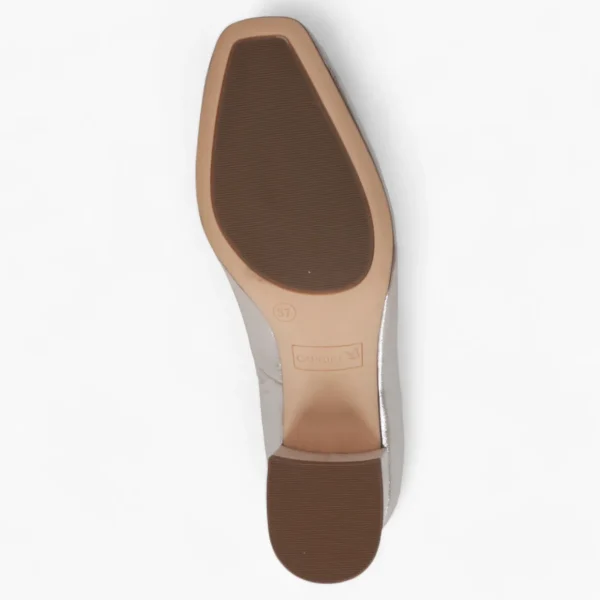 Caprice Metallic Block Heel – Square Toe & Fish Cut Detail