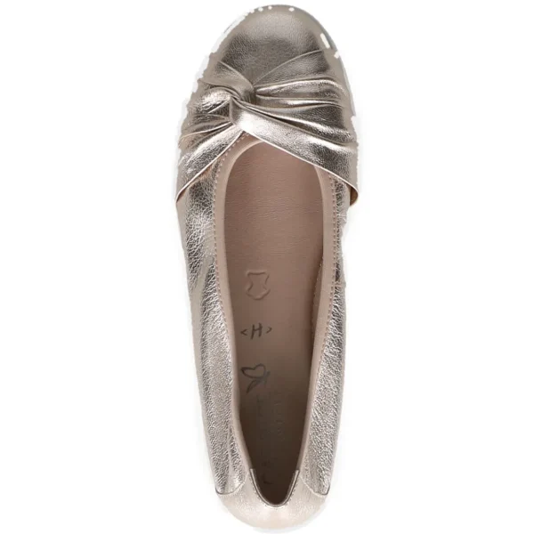 Caprice Platin Metal Ballerina Shoes: Comfort Meets Modern Elegance