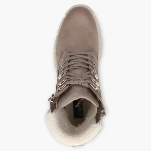 Caprice Taupe Nubuck Ankle Boots with Cream Sole and Faux Fur