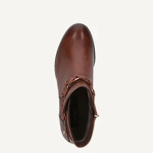 Caprice Women's Brown Leather Ankle Boots with Gold Chain