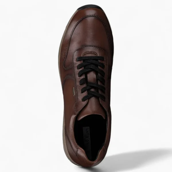 Dark Brown Leather Trainer Style Shoe - S.Oliver
