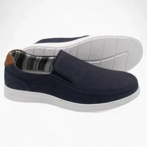 Dubarry Space Men's Navy Leather Slip-On Shoes – Wide Fit with White Sole