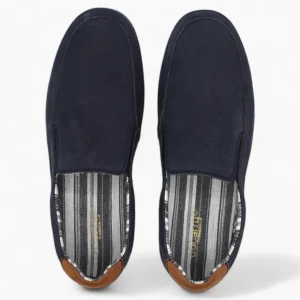 Dubarry Space Men's Navy Leather Slip-On Shoes – Wide Fit with White Sole