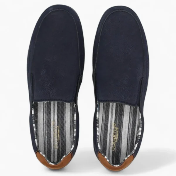 Dubarry Space Men's Navy Leather Slip-On Shoes – Wide Fit with White Sole